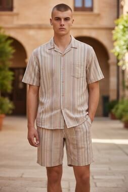 Union Button Up Shirt( Large)/ Chino Short( 34 ,8"Inseam)Color: Sweet Potatoes